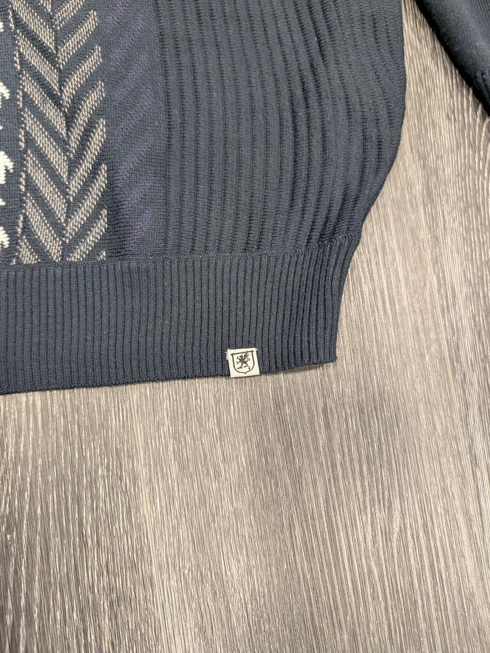 Stacy Adams Men's Navy Houndstooth Quarter-Zip Sweater
